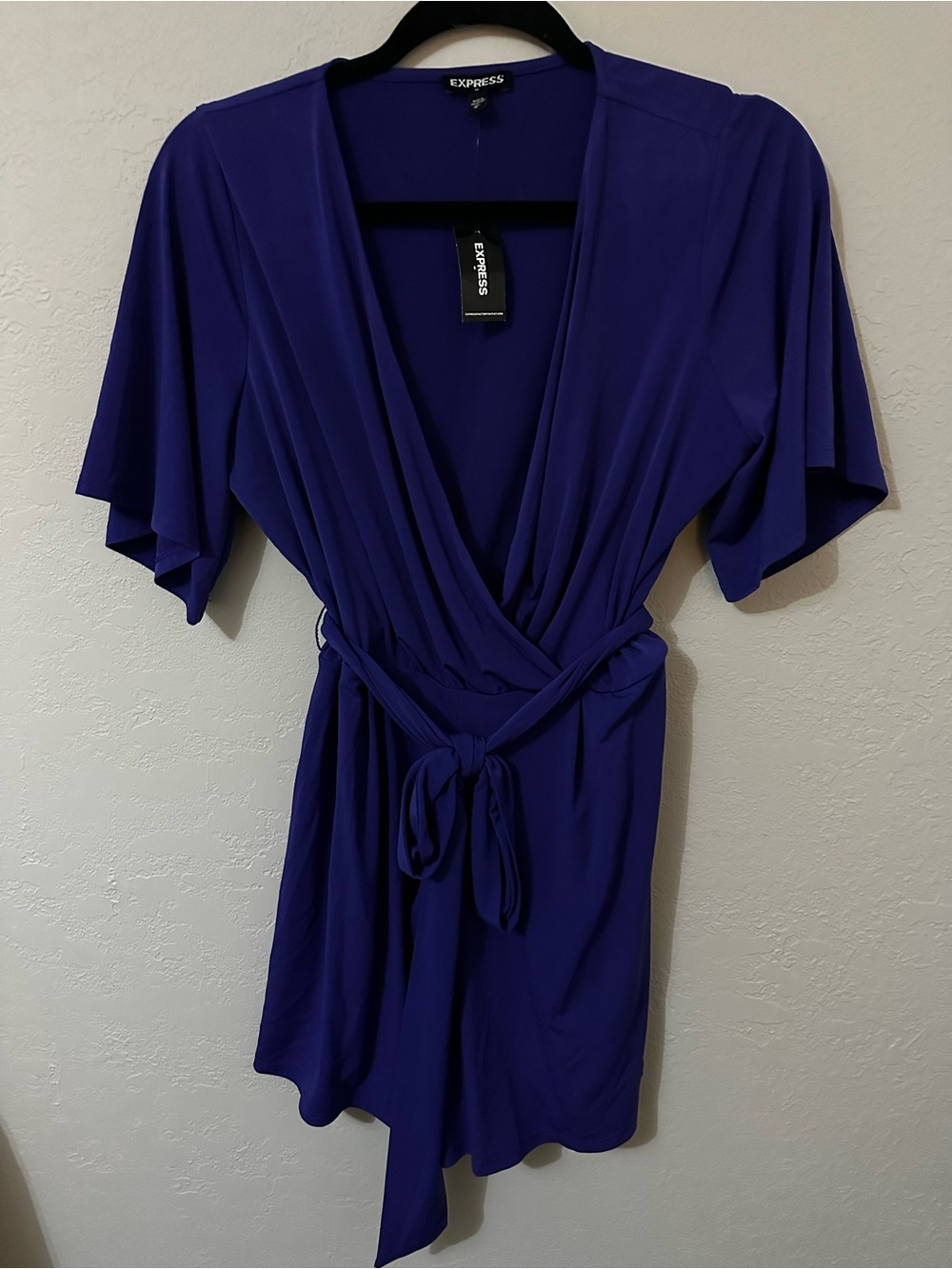 Express Blue Tie Front Romper